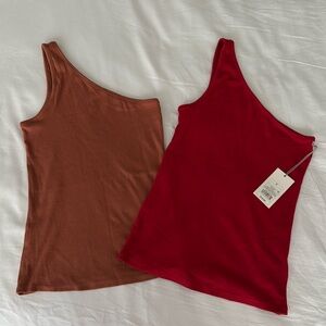 Two pack of one shoulder tank tops
